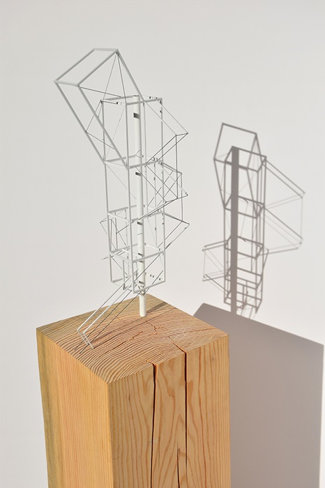 Photograph of wood and wire model