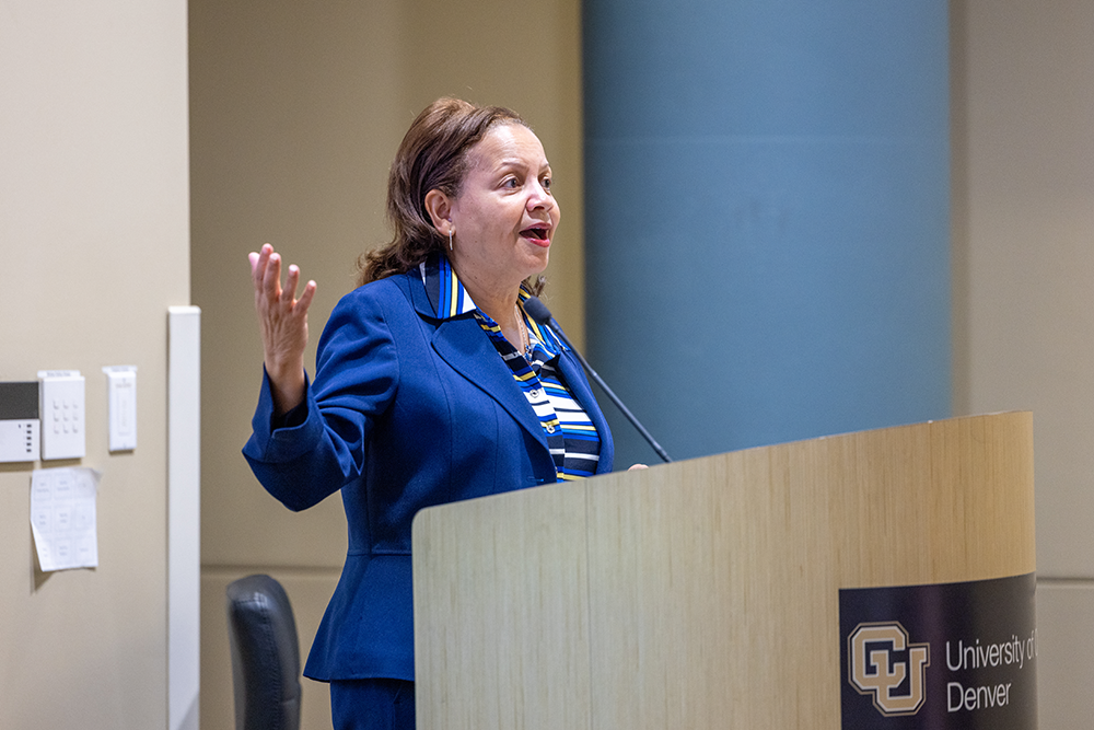 Phopto of Dr. Susan Gooden presenting at the inaugural Dr. Mary E. Guy Distinguished Lecture