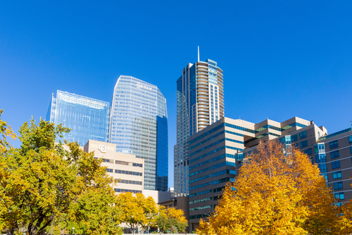 CU Denver Campus with Fall Leaves