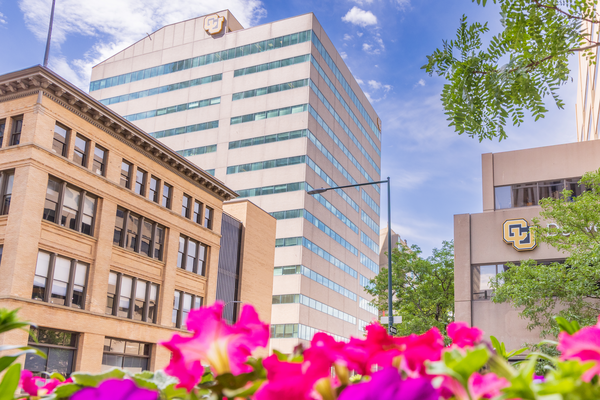 CU Denver campus in spring