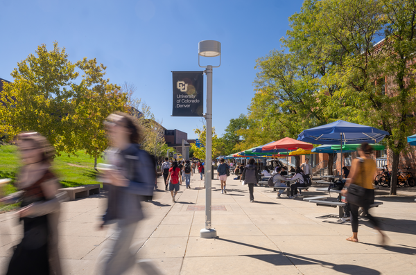 Photo of busy CU Denver Campus