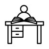 person reading at desk icon